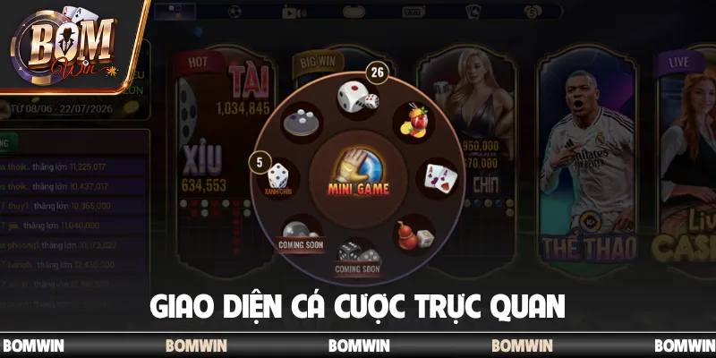 Giao diện cá cược trực quan